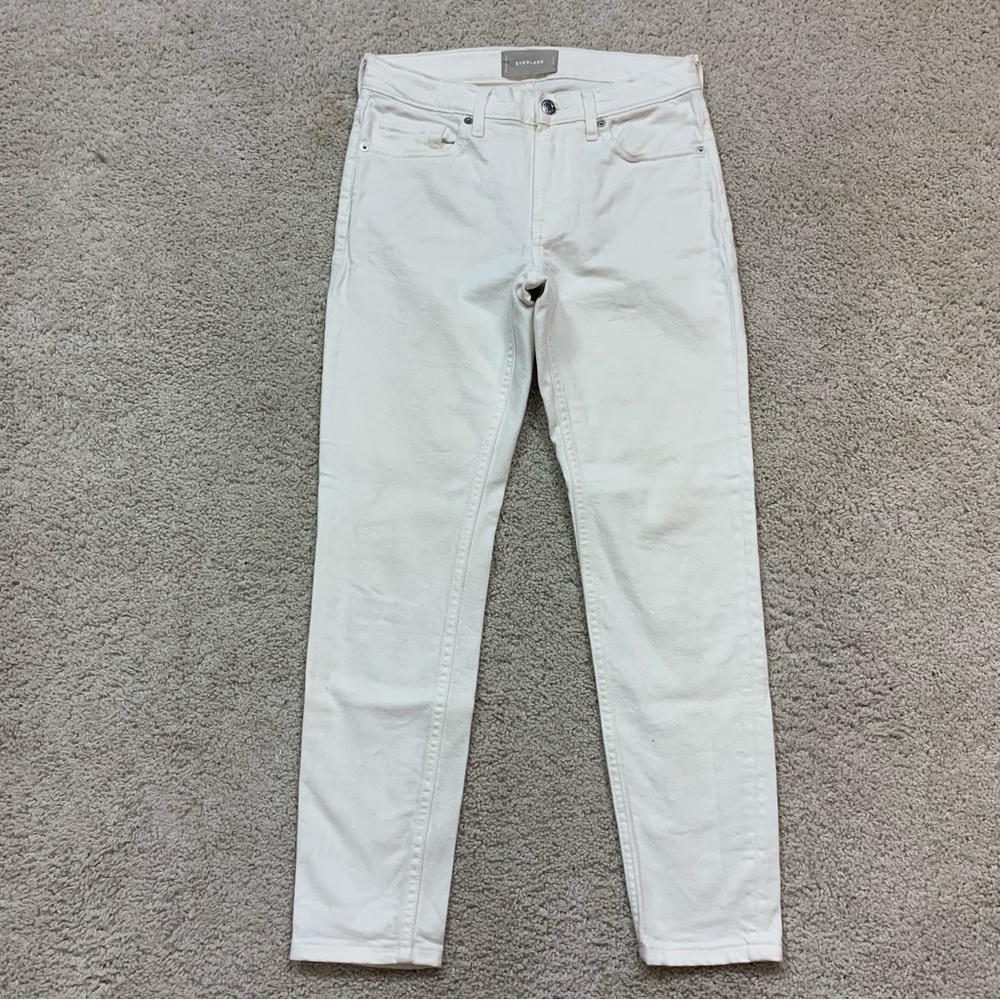 Women's Everlane Mid Rise White Stretch Skinny Denim Ankle Crop